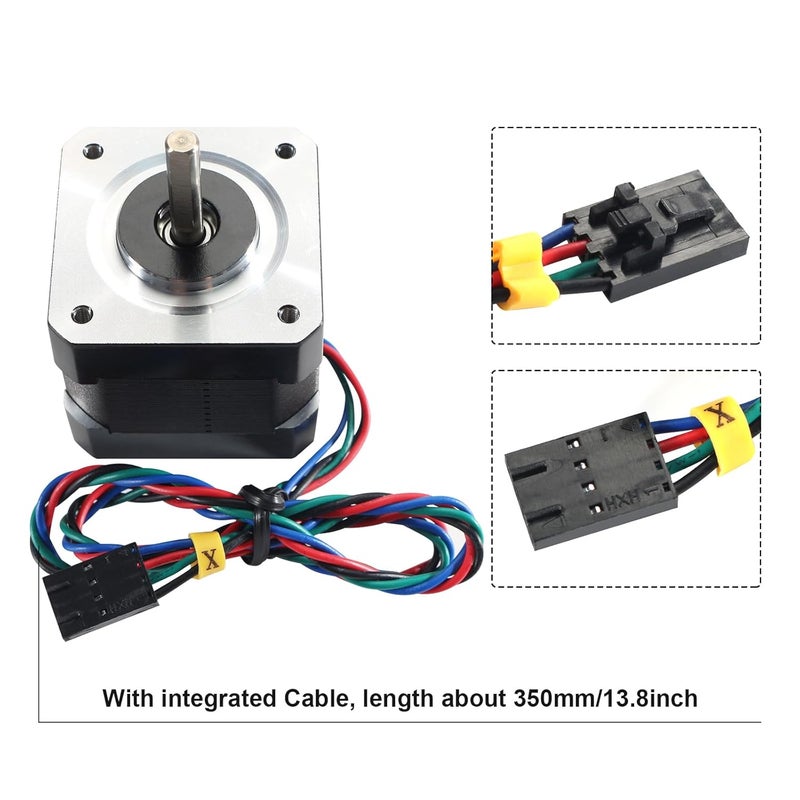 FYSETC Prusa i3 MK3 MK3S+ X-Axis Step Motor NEMA17 42-40 Motor 2 Phase 1.8° Shaft 20mm with 350mm/13.7inch Integrated Connecting Wire for Prus i3 MK2 MK52 MK3S X Axis 3D Printer Parts or CNC Machine - Image 3